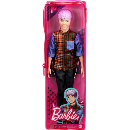 Barbie Ken Fashionistas Doll #154, Sculpted Purple Hair & Plaid Shirt