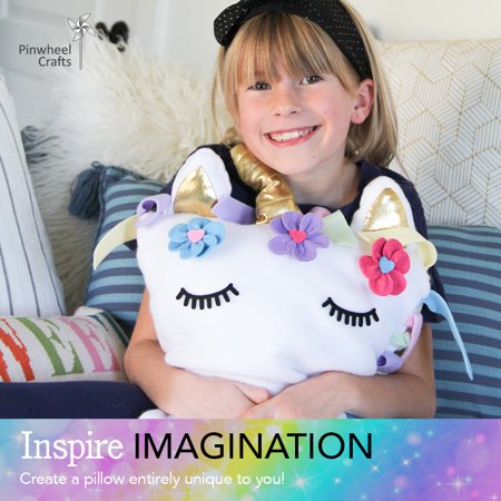 Pinwheel Crafts Unicorn Pillow Kit - No Sew Unicorn Craft Kit, Fleece Knot Pillow - Unicorn Toys, Arts and Crafts for Kids Ages 8-12 - Unicorn Gifts for Girls and Teens