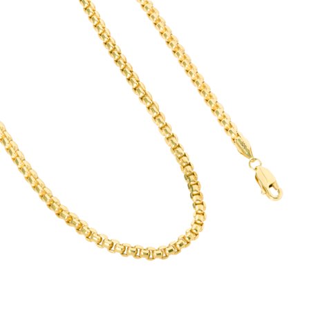 Nuragold 10k Yellow Gold 4mm Round Box Chain Venetian Link Pendant Necklace, Mens Jewelry with Lobster Clasp 16" - 30"