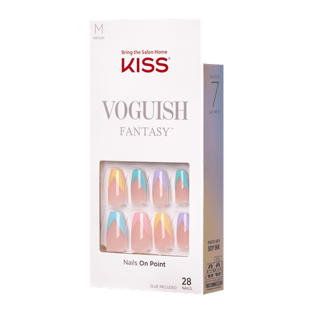 KISS Voguish Fantasy Fake Nails, Disco Ball, 28 Count