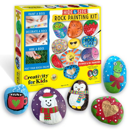 Creativity for Kids Hide and Seek Rock Painting Kit - Child Craft Kit for Boys and Girls