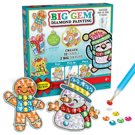 Creativity for Kids Big Gem Diamond Painting Holiday - Child, Beginner Craft Kit for Boys and Girls