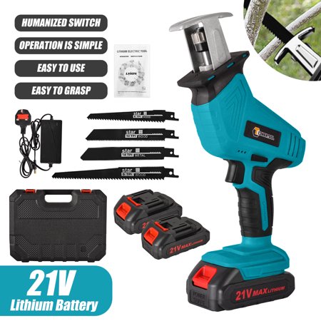 "21V Cordless Reciprocating Saw With 2 Rechargeable Battery, Wood Saw Blade, Metal Saw Blade"