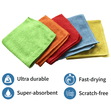 S&T INC. Bulk Microfiber Kitchen, House, & Car Cleaning Cloths, Multi, 50 Pack