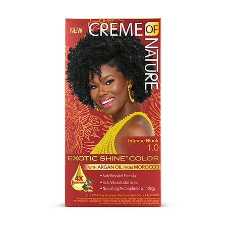 Creme of Nature Exotic Shine Color Intense Black 1.0 Permanent Hair Color, 1 ApplicationBlack,