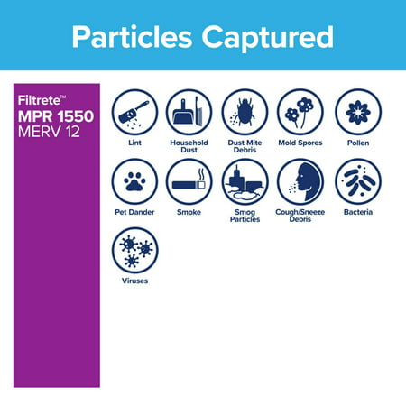 Filtrete by 3M, 16x20x1, MERV 12, Advanced Allergen Reduction HVAC Furnace Air Filter, Captures Allergens, Bacteria, Viruses, 1500 MPR, 4 Filters