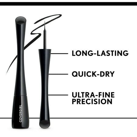 COVERGIRL Get In Line Liquid Eyeliner, 325 Black Vinyl, 0.08 oz, Feather-Fine Tip, Contour-Grip Handle, Quick-Dry Liquid Eyeliner, Removes EasilyBlack Vinyl,