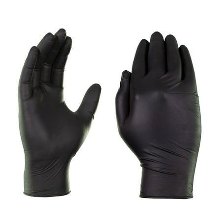 X3 Black Nitrile Disposable Industrial Gloves 3 Mil Medium Box of 100, Black, M