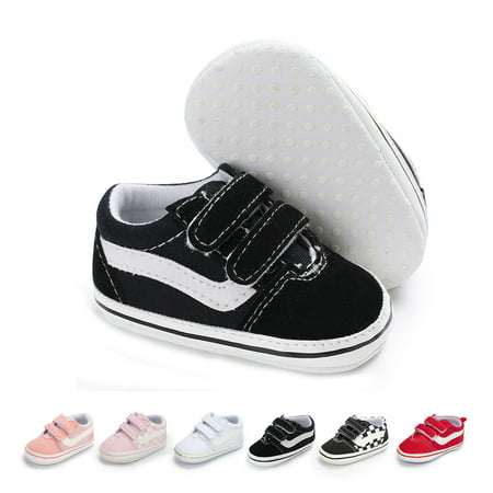 HsdsBebe Baby Girls Boys Canvas Shoes Soft Sole Newborn Crib Moccasin Casual Sneakers First Walkers 0-18 MonthsA01Black(Cotton Sole),