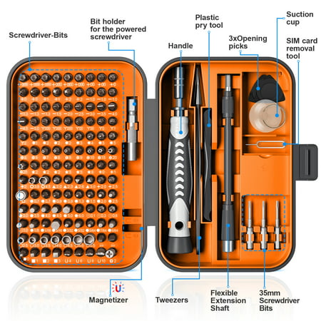 130 in 1 Precision Screwdriver Set Upgrade Version Mini DIY Repair Tools Kit Torx Screwdriver Sets for Game Console Tablet Pc MacBook Watches and Other Electronics, Orange