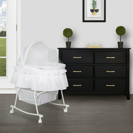 Dream On Me Lacy Portable 2-in-1 Bassinet And Cradle, WhiteWhite,