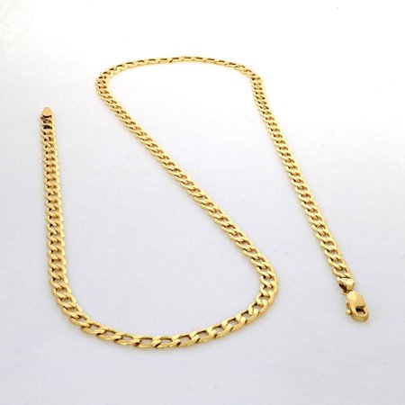 Nuragold 14k Yellow Gold 4.5mm Cuban Curb Link Chain Pendant Necklace, Mens Womens with Lobster Clasp 18" - 30"