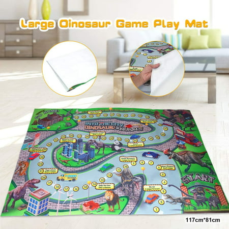 22 Pcs Dinosaur Toy Playset with 46'' x 31.5'' Activity Play Mat, Realistic Dinosaur Figures, Trees, Fences to Create a Dino World for Kids, Boys & Girls22Pcs,