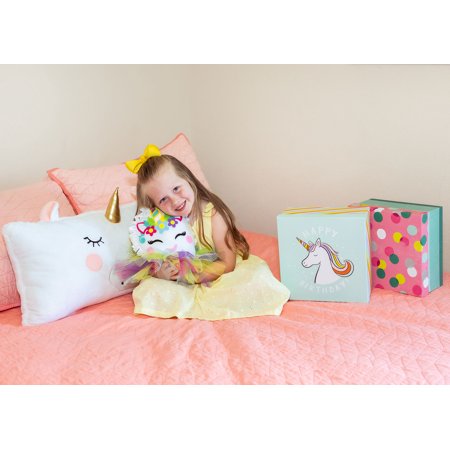 Unicorn Pillow Craft - Cute Colorful Fleece Knot Pillow Kit - No-Sew Easy-to-Make - Unicorn Craft Gift for Girls