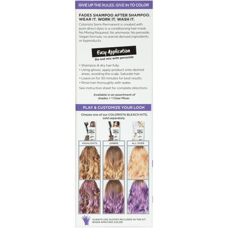 L'Oreal Paris Colorista Semi-Permanent Hair Color, Light Bleached Blondes, Purple, 1 Kit400 Purple,