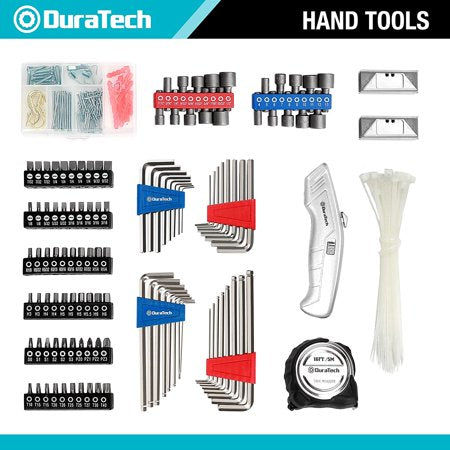 DURATECH 416-Piece Home Repair Tool Set, Daily Use Mechanics Hand Tool Kit with Wide Open Mouth Tool Bag, Perfect for DIY, Home Maintenance