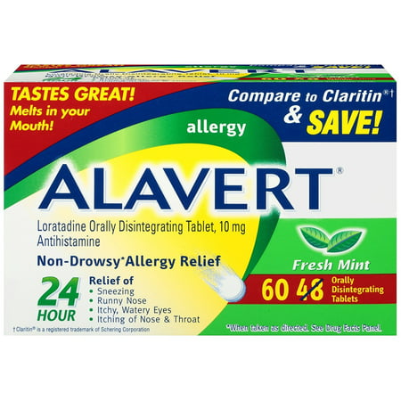 Alavert Allergy Relief Non-Drowsy Loratadine Orally Disintegrating, 60 ct
