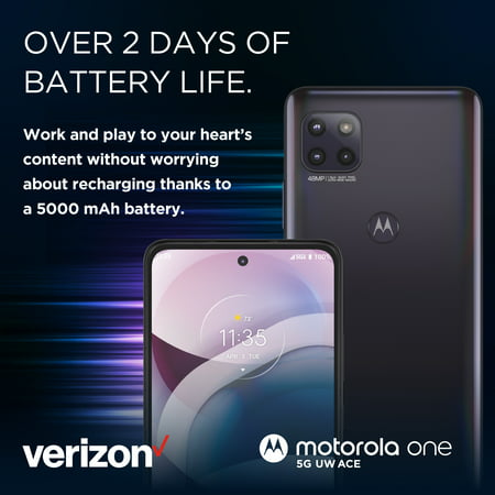 Verizon Motorola One 5G Ace UW, 64GB, Black - Prepaid Smartphone, Volacanic Grey