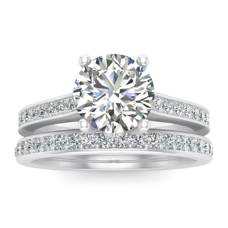 7/8 Carat TW Natural Round Diamond Bridal Set Engagement Ring in 10k White Gold (G-H, I2-I3, 7/8ctw), 4.5