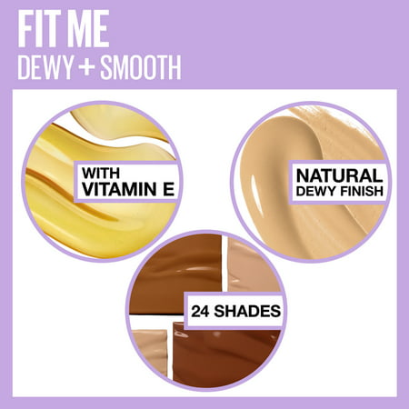 Maybelline Fit Me Dewy + Smooth Liquid Foundation Makeup with SPF 18, Sun Beige, 1 fl oz310 Sun Beige,