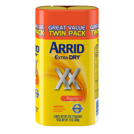 Arrid XX Extra Dry Antiperspirant Deodorant, Regular, Twin Pack (two 6oz. cans) Packaging May Vary
