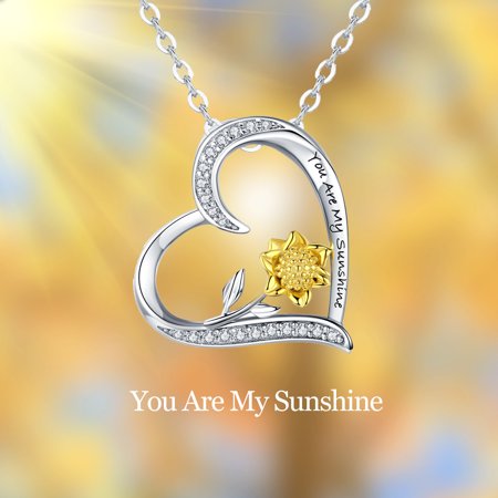 Coachuhhar You Are My Sunshine Sunflower Necklace S925 Sterling Silver Sunflower Jewelry for Women Teens