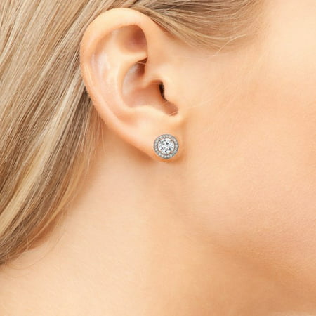 Cate & Chloe Ariel 18k Rose Gold Halo CZ Stud Earrings, Simulated Diamond Earrings, Best Gift Ideas for Women,, Rose Gold, One Size