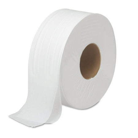Boardwalk JRT Toilet Paper, Jumbo, Septic Safe, 2-Ply, White, 3.5" x 1000 ft, 12 Rolls/Carton -BWK6100B