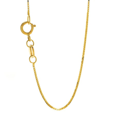 14k Yellow Gold 0.6mm Shiny Classic Box Chain Necklace with Spring Ring Clasp, 16", Yellow Gold, One Size