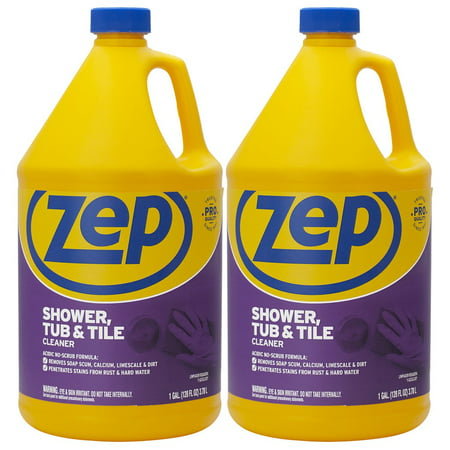Zep Shower Tub and Tile Cleaner 1 Gallon ZUSTT128 (Case of 2) - No Scrub Pro Formula, Pack of 2