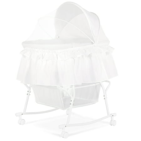 Dream On Me Lacy Portable 2-in-1 Bassinet And Cradle, WhiteWhite,