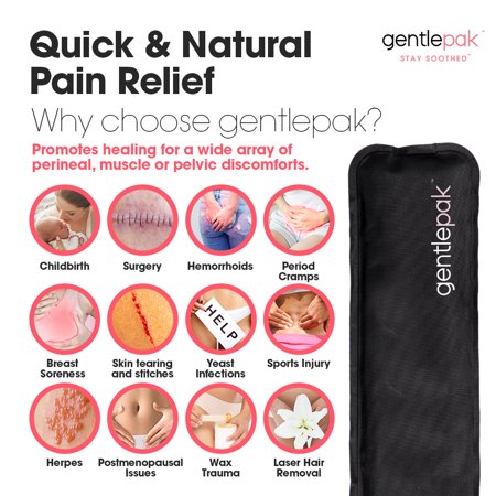 gentlepak Perineal Cold Pack - Set of 2 Hot and Cold Therapy Gel Packs with Washable Terry Covers - Reusable Perineal Ice Packs for Postpartum Pain, Hemorrhoids, Post Laser Procedures (2 Pack Tube)