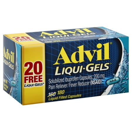 Advil Liqui-Gels (180 Count) Pain Reliever / Fever Reducer Liquid Filled Capsule, 200mg Ibuprofen, Temporary Pain Relief