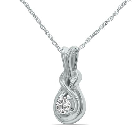 SZUL Women's Jewelry Gift For Mom - 1/10 ctw. Lab Grown Round Diamond Love Knot Solitaire Pendant in .925 Sterling Silver (F-G Color, VS1-VS2 Clarity)