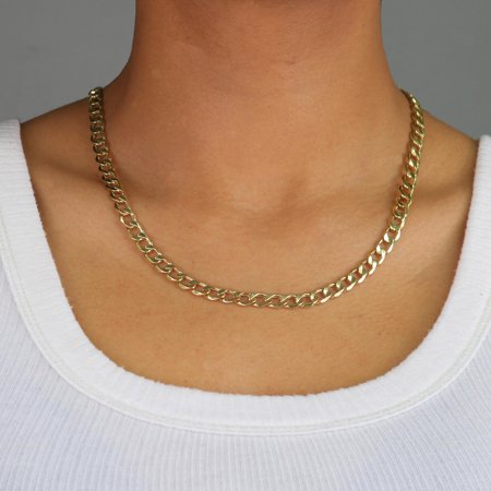 Nuragold 14k Yellow Gold 5.5mm Cuban Curb Link Chain Pendant Necklace, Mens Jewelry with Lobster Clasp 18" - 30"
