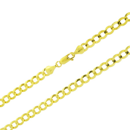 Nuragold 10k Yellow Gold 6mm Solid Cuban Curb Link Chain Pendant Necklace, Mens Jewelry with Lobster Clasp 20" - 30"