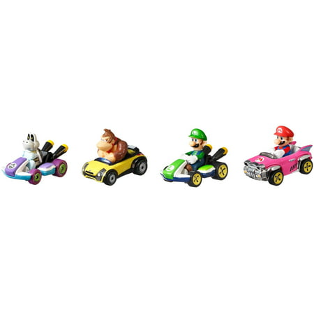 Hot Wheels Mario Kart Vehicle 4-Pack with 1 Exclusive Collectible Model