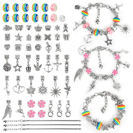 Jewellery Charm Bracelet Set for Kids Girls, Toys for 6-10 Year Old Girls Jewellery Boxes Birthday Gift for Kid Girl Age 7 8 9 10 Kids Arts and Crafts Present for 6-12 Year Old Girl ChildFive petal flower,