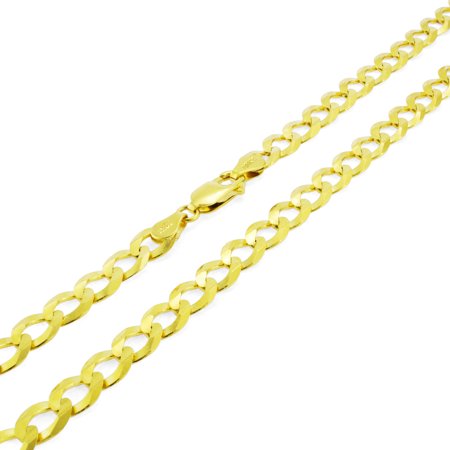Nuragold 10k Yellow Gold 6mm Solid Cuban Curb Link Chain Pendant Necklace, Mens Jewelry with Lobster Clasp 20" - 30"