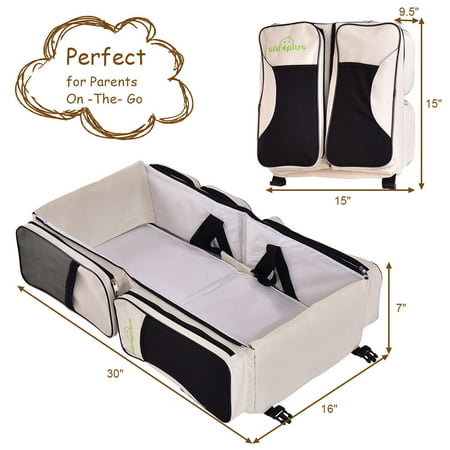 Costway 3 in 1 Portable Infant Baby Bassinet Diaper Bag Changing Station Nappy Travel