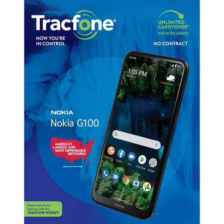 TracFone Nokia G100, 32GB, Blue - Prepaid Smartphone [Locked to TracFone]