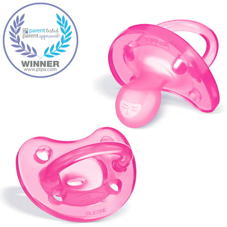 Chicco PhysioForma Silicone One-Piece Orthodontic Pacifier 0-6m Pink 2pkPink,