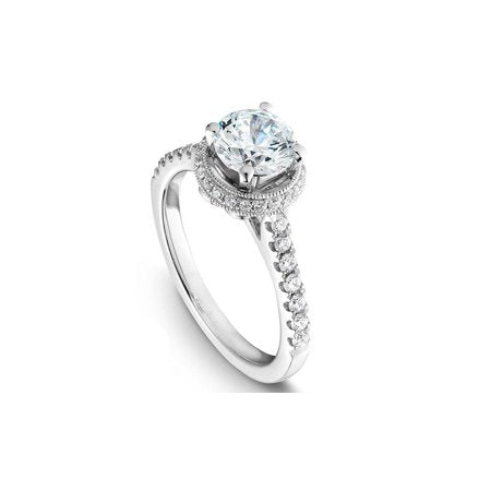 Round Cut Real Diamond Halo Bridal Set in 10k White Gold, 7