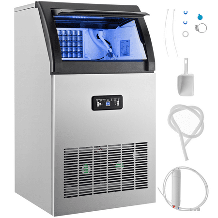 VEVORbrand Commercial Ice Maker 200lbs/24h, 710W Commercial Ice Machine with 55lbs Storage Capacity, Stainless Steel Construction Ice Cube Making Machine, 200LBS/24H