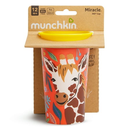 Munchkin Miracle 360 Wild Love Spoutless Sippy Cup, 9 Ounce, GiraffeGiraffe,