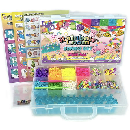 Rainbow Loom- Loomi Pals, Combo Craft Set Features, 2,300 High Quality, Latex Free Rubber Bands, 150 G-Clips, 60 Charms, 300 Beads, 2 Happy Loom, 12 Gift Bags, Carrying Case, Ages 7 and Up