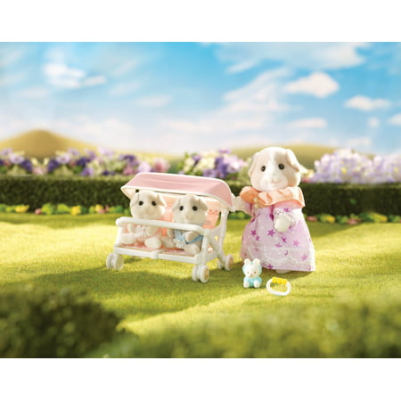 Calico Critters Patty N Paden's Double Stroller, Dollhouse Playset with Figures and Accessories