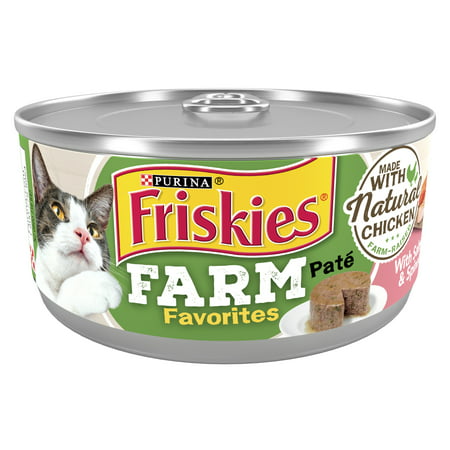 Friskies Wet Cat Food Pate Farm Favorites With Salmon and Spinach in a Pull-Top Can, 5.5 oz. Pull-Top Can
