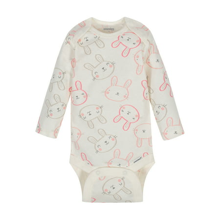 Onesies Brand Baby Girl Long Sleeve Bodysuits Set, 6-Pack, BUNNY, 0-3 Months