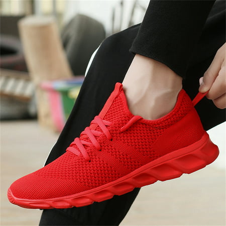 Damyuan Fashion Sneakers Mens Running Shoes Casual Slip on Walking Shoes Athletic Sport Lightweight Breathable Mesh Comfortable Sole, Red, 11